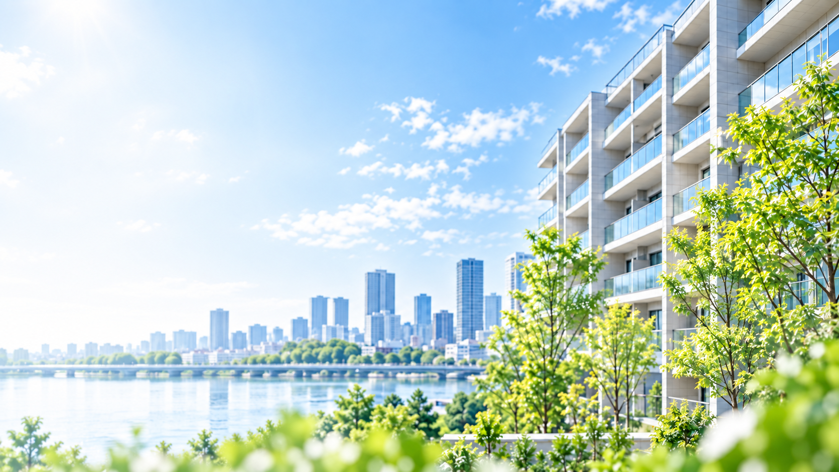 緑に囲まれたマンション