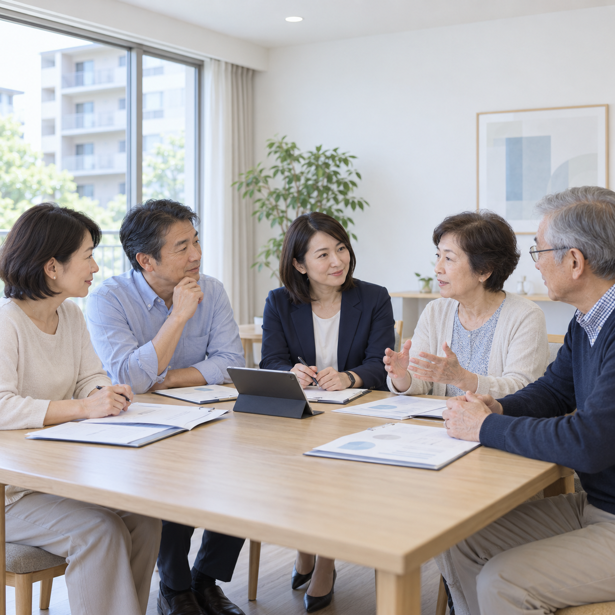 管理組合の運営について相談する様子